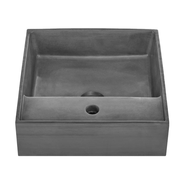 Swiss Madison Lisse 16" Square Concrete Vessel Bathroom Sink in Dark Grey