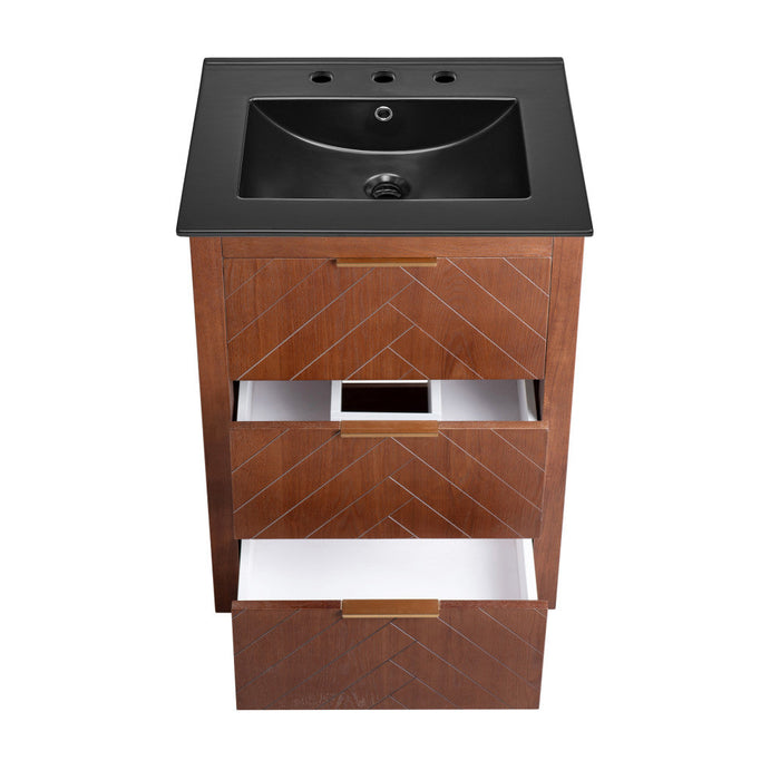 Swiss Madison Daxton 24 in. Brown Walnut Bathroom Vanity With Black, 3-Hole Ceramic Sink Top - SM-BV372WN-3MB