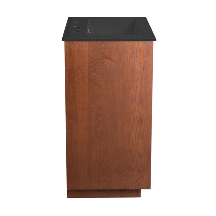 Swiss Madison Daxton 24 in. Brown Walnut Bathroom Vanity With Black, 3-Hole Ceramic Sink Top - SM-BV372WN-3MB