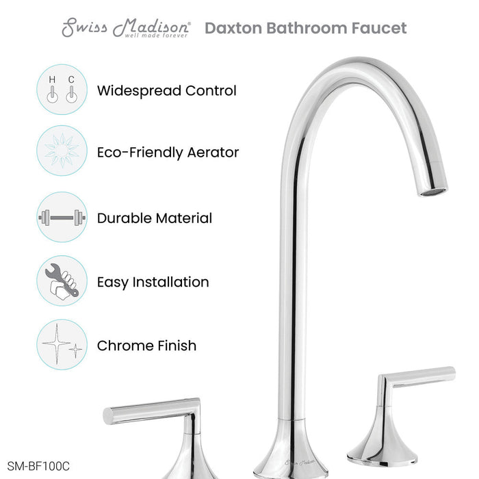 Swiss Madison Daxton 8 in. Widespread Bathroom Faucet in Chrome - SM-BF100C