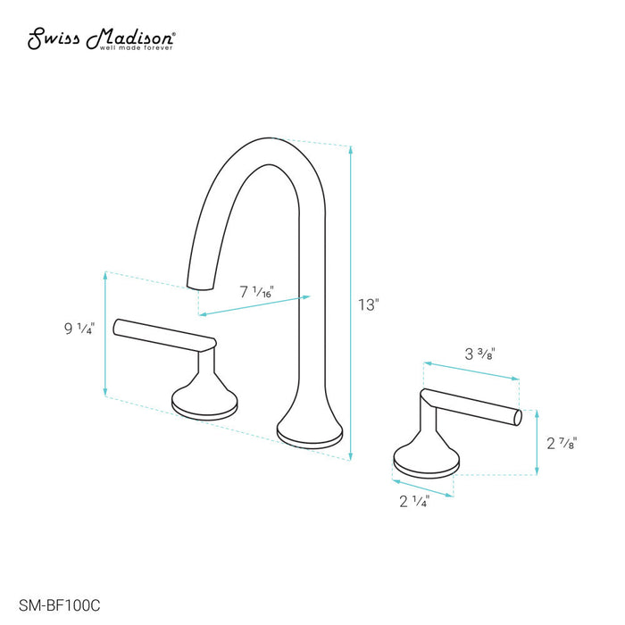 Swiss Madison Daxton 8 in. Widespread Bathroom Faucet in Chrome - SM-BF100C