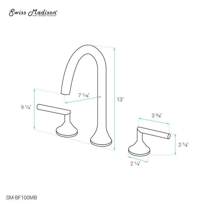 Swiss Madison Daxton 8 in. Widespread Bathroom Faucet in Matte Black - SM-BF100MB