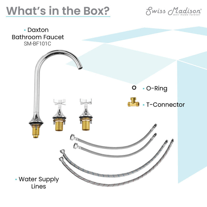 Swiss Madison Daxton 8 in. Widespread, Cross Handle, Bathroom Faucet in Chrome - SM-BF101C