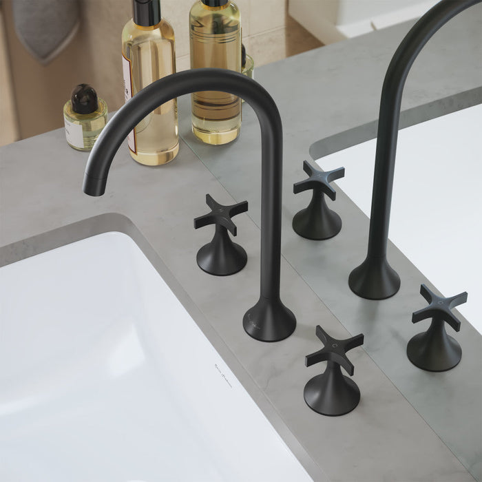 Swiss Madison Daxton 8 in. Widespread, Cross Handle, Bathroom Faucet in Matte Black - SM-BF101MB