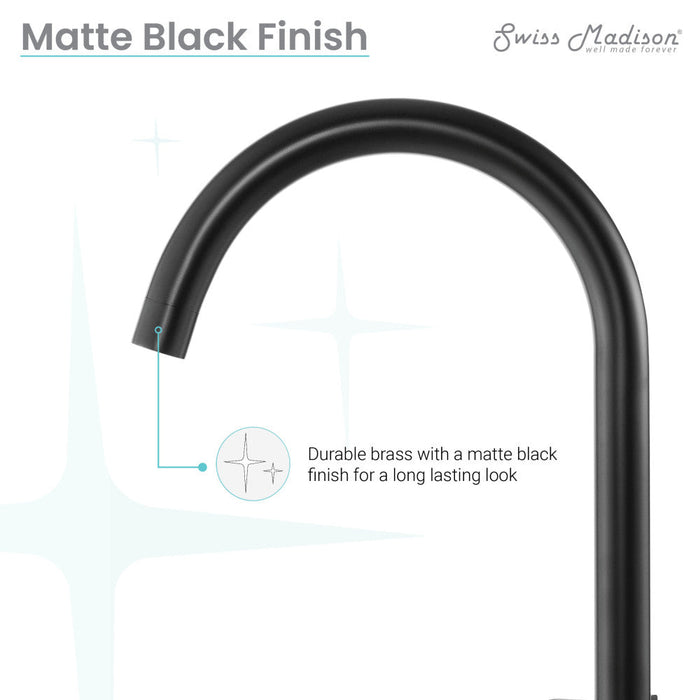 Swiss Madison Daxton 8 in. Widespread, Cross Handle, Bathroom Faucet in Matte Black - SM-BF101MB