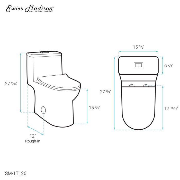 Swiss Madison Daxton One-Piece Elongated Dual-Flush Toilet 1.1/1.6 gpf - SM-1T126