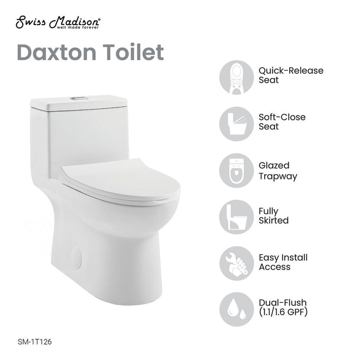 Swiss Madison Daxton One-Piece Elongated Dual-Flush Toilet 1.1/1.6 gpf - SM-1T126