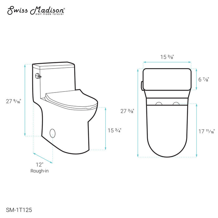 Swiss Madison Daxton One-Piece Elongated Left Side Flush Toilet 1.28 gpf - SM-1T125