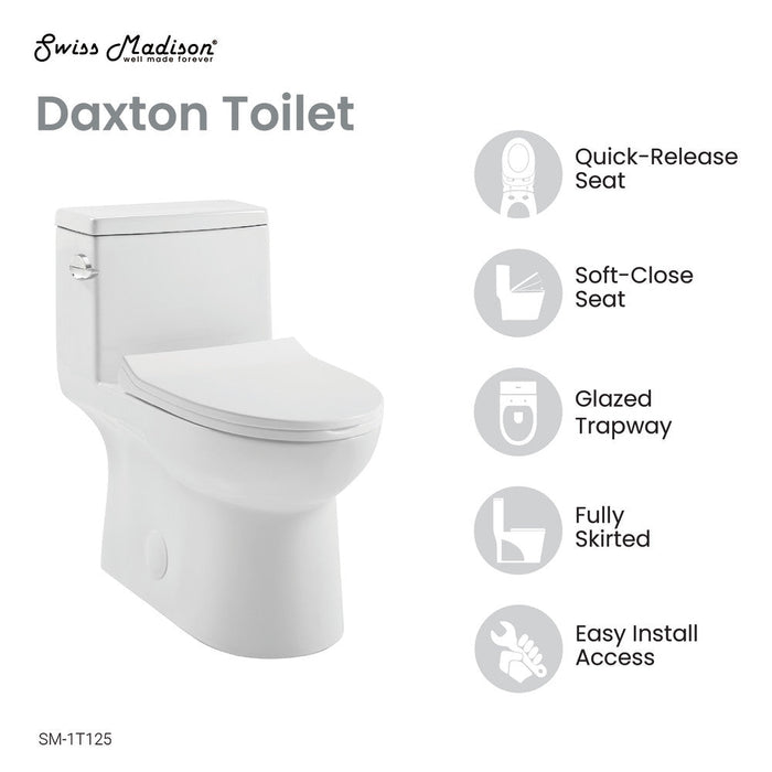 Swiss Madison Daxton One-Piece Elongated Left Side Flush Toilet 1.28 gpf - SM-1T125