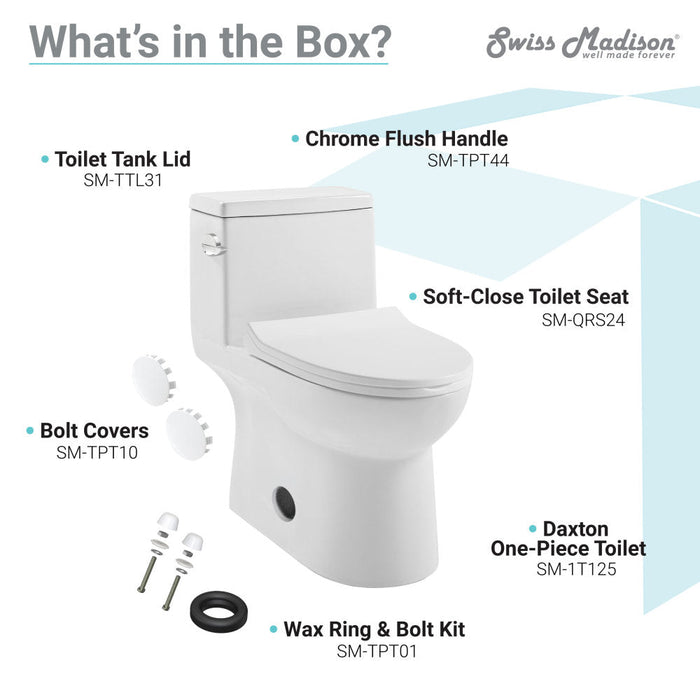 Swiss Madison Daxton One-Piece Elongated Left Side Flush Toilet 1.28 gpf - SM-1T125