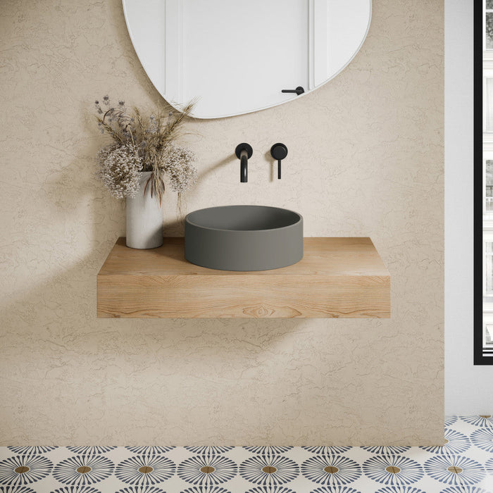 Swiss Madison Lisse 14.5" Round Concrete Vessel Bathroom Sink in Dark Grey