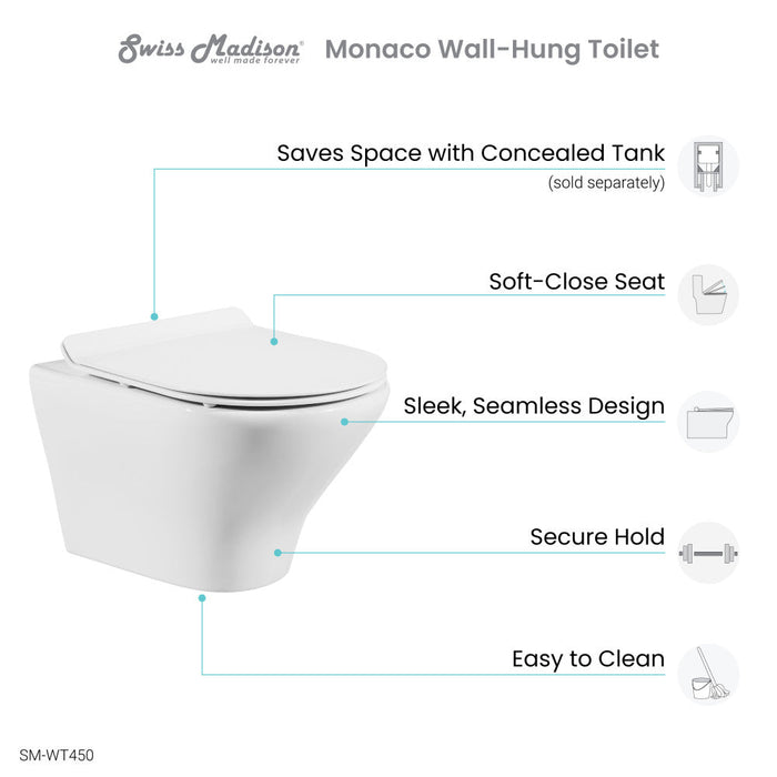 Swiss Madison Monaco Wall-Hung Round Toilet Bowl