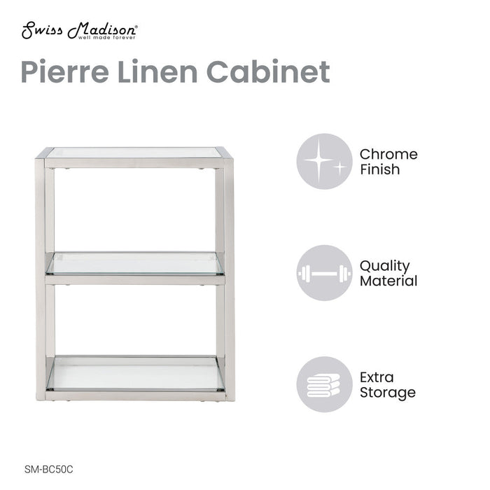 Swiss Madison Pierre 16"x20"x10" Wall-Mounted Linen Cabinet in Chrome
