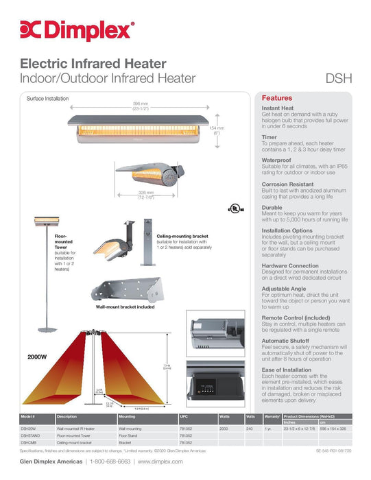 Dimplex DSH Indoor / Outdoor Infrared Heater - 240V