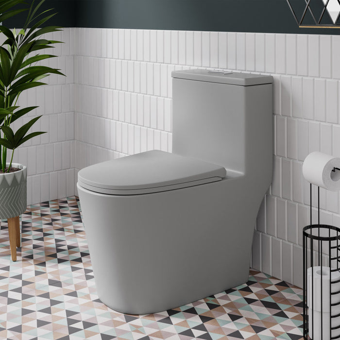 Swiss Madison Dreux One Piece Elongated Dual Flush Toilet in Matte Grey 0.95/1.26 GPF - SM-1T181MG