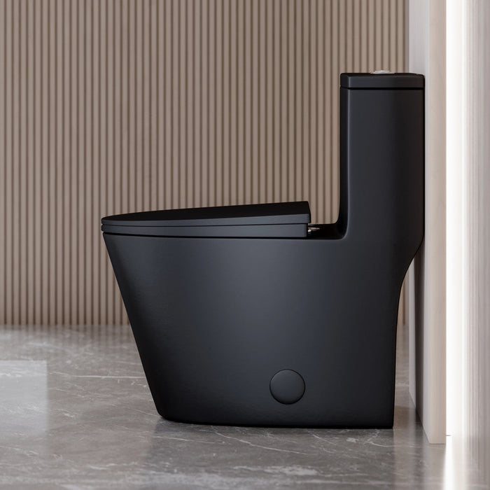 Swiss Madison Dreux One Piece Elongated Dual Flush Toilet with 0.95/1.26 GPF in Matte Black - SM-1T181MB