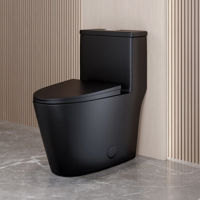 Swiss Madison Dreux One Piece Elongated Dual Flush Toilet with 0.95/1.26 GPF in Matte Black - SM-1T181MB