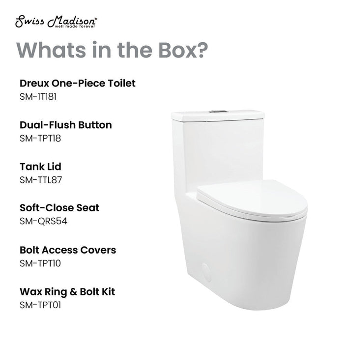 Swiss Madison Dreux One Piece Elongated Dual Flush Toilet with 0.95/1.26 GPF - SM-1T181