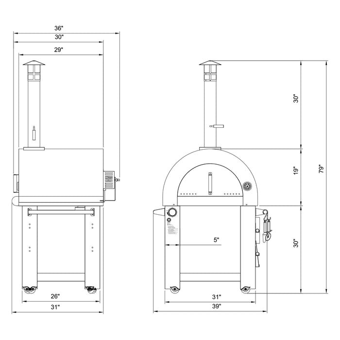 Empava Outdoor Wood Fired and Gas Pizza Oven EMPV-PG03