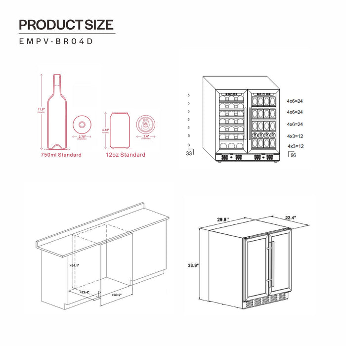 Empava Dual Zone Wine & Beverage Cooler Fridge EMPV-BR04D