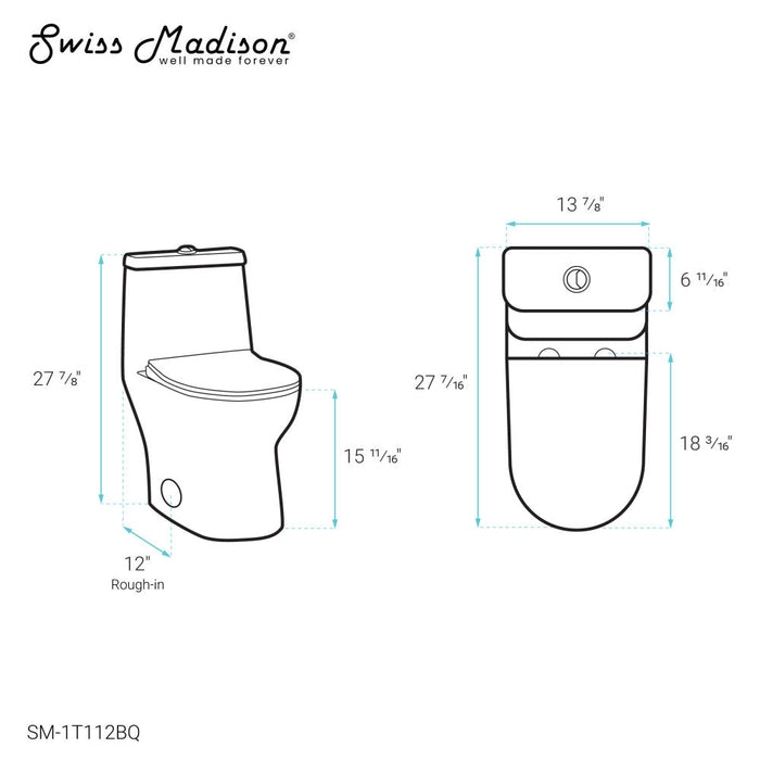 Swiss Madison Ivy One Piece Toilet Dual Vortex Flush 1.1/1.6 gpf in Bisque