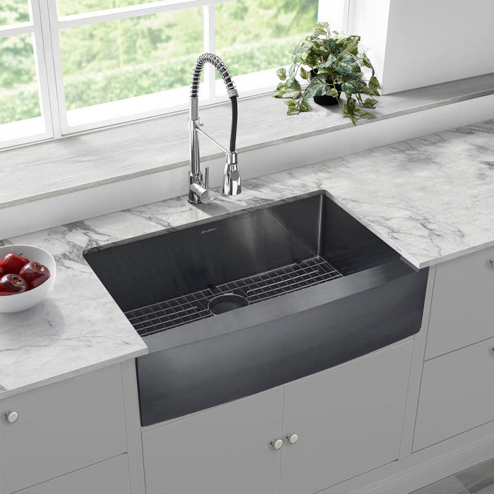Swiss Madison Rivage 33 x 21 Stainless Steel, Single Basin, Farmhouse Kitchen Sink with Apron in Black