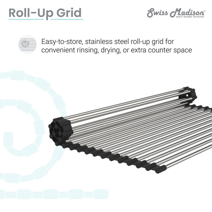 Swiss Madison 15 x 20 Stainless Steel Roll Up Sink Grid