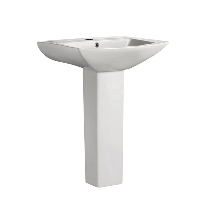 Swiss Madison Sublime Two-Piece Glossy White Ceramic Rectangular Pedestal Sink