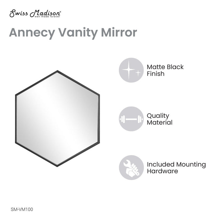 Swiss Madison Annecy 39" Vanity Mirror in Phantom Black