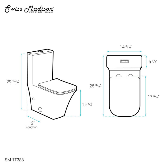 Swiss Madison Eclair One-Piece Square Toilet Dual-Flush 0.8/1.28 gpf - SM-1T288