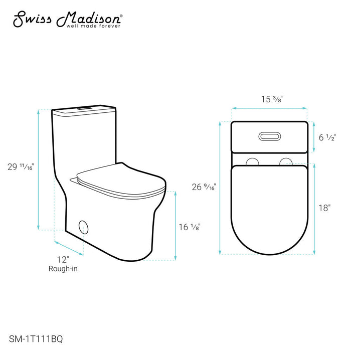 Swiss Madison Burdon One Piece Square Toilet Dual Flush 1.1/1.6 gpf in Bisque