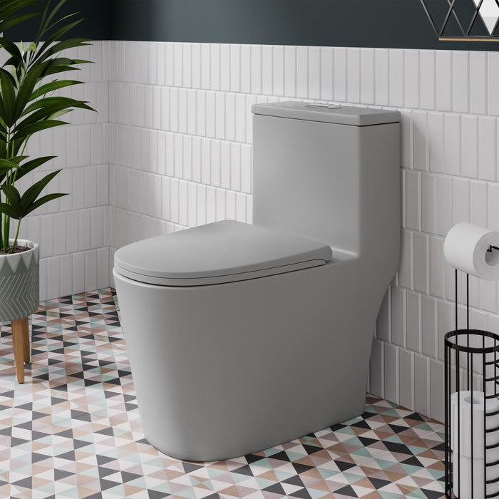 Swiss Madison Dreux One Piece Elongated Dual Flush Toilet in Matte Grey 0.95/1.26 GPF