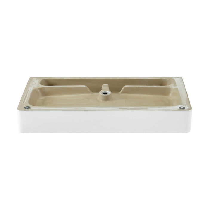 Swiss Madison Carre 36 Ceramic Console Sink White Basin Brushed Gold Legs