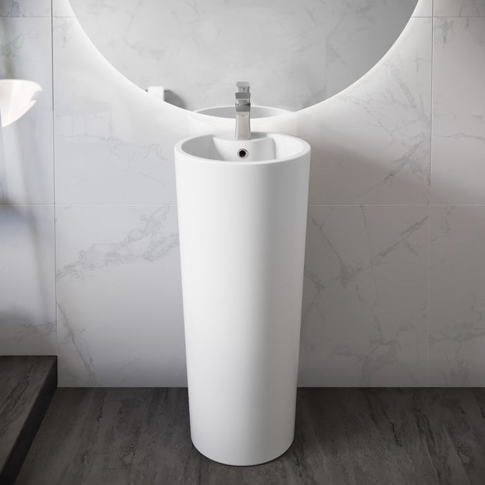 Swiss Madison Monaco Circular Basin Pedestal Sink in Matte White
