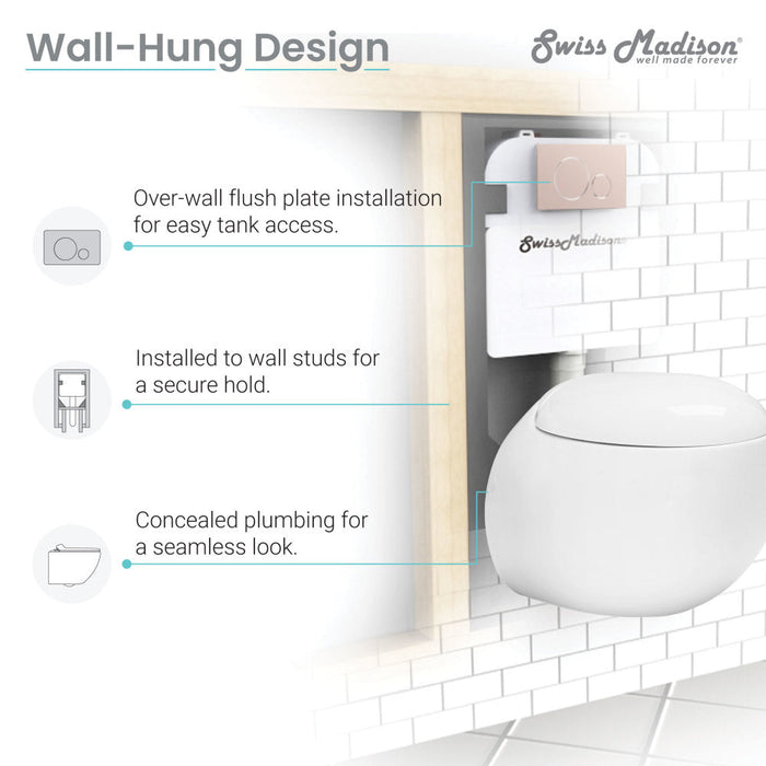 Swiss Madison Plaisir Wall-Hung Elongated Toilet Bowl