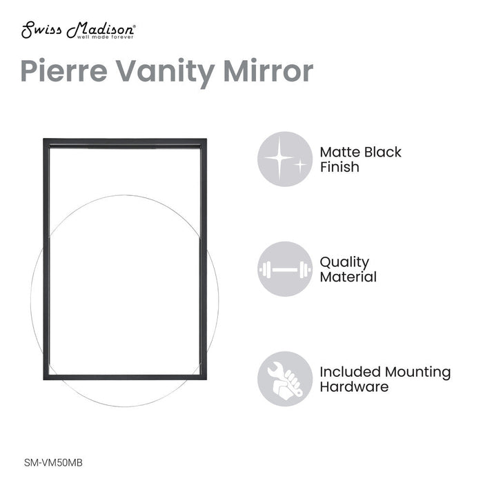 Swiss Madison Pierre 35.5" Vanity Mirror in Matte Black