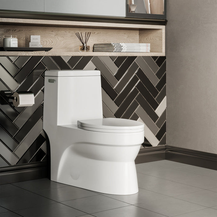 Swiss Madison Virage One-Piece Elongated Left Side Flush Handle Toilet 1.28 gpf