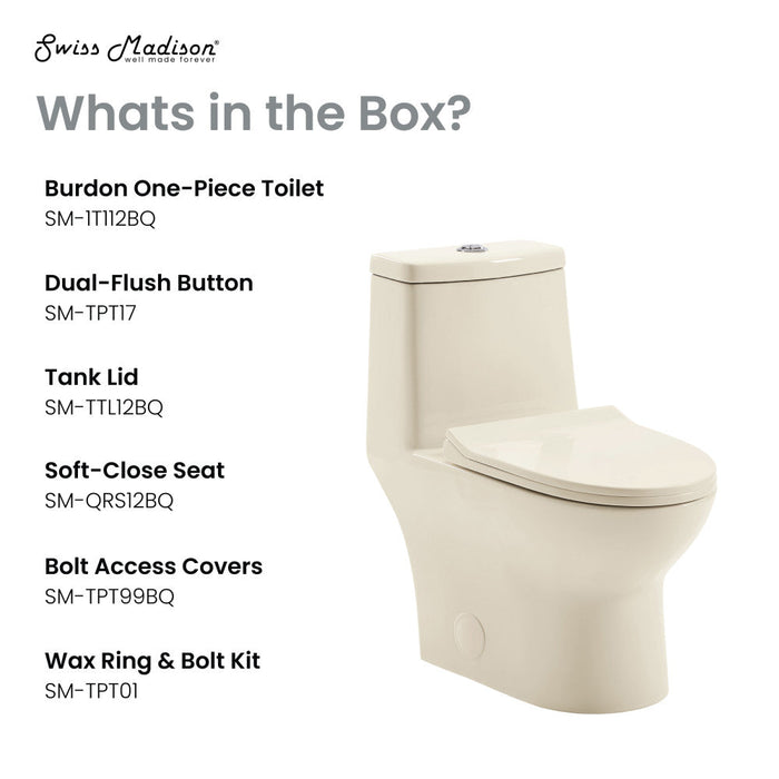 Swiss Madison Ivy One Piece Toilet Dual Vortex Flush 1.1/1.6 gpf in Bisque