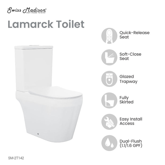 Swiss Madison Lamarck Two-Piece Elongated Toilet Dual-Flush 1.1/1.6 gpf