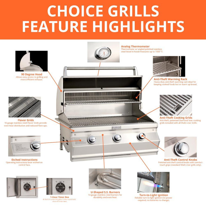 Fire Magic CM650i Choice Multi-User Built-In Grill, 36-Inch CM650i-Config