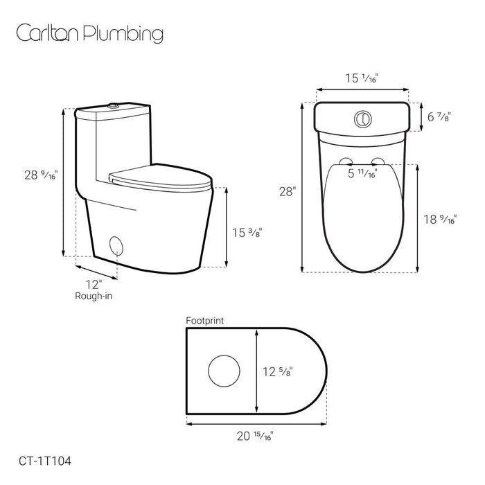 Swiss Madison Fulton One-Piece Elongated Toilet Dual-Flush 1.1/1.6 gpf - CT-1T104