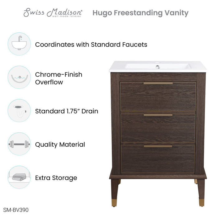 Swiss Madison Hugo 24" Bathroom Vanity in Walnut - SM-BV390