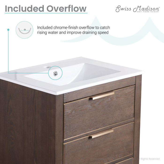 Swiss Madison Hugo 24" Bathroom Vanity in Walnut - SM-BV390