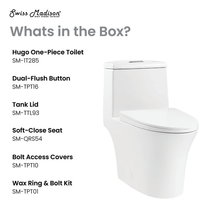 Swiss Madison Hugo One Piece Elongated Dual Flush Toilet 1.1 / 1.6 gpf - SM-1T285