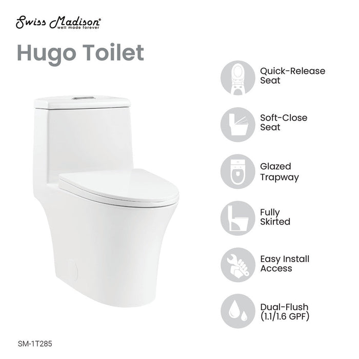 Swiss Madison Hugo One Piece Elongated Dual Flush Toilet 1.1 / 1.6 gpf - SM-1T285