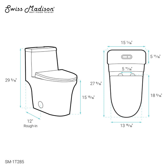 Swiss Madison Hugo One Piece Elongated Dual Flush Toilet 1.1 / 1.6 gpf - SM-1T285