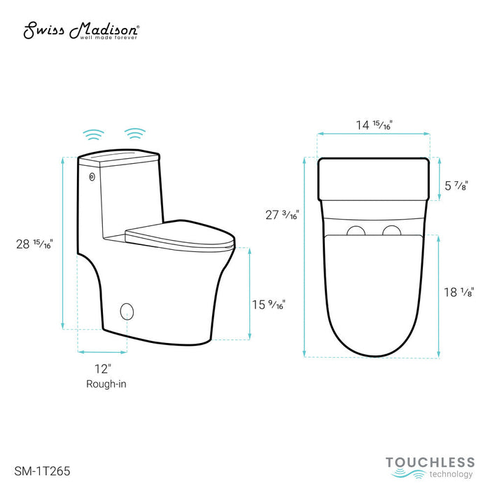 Swiss Madison Hugo One-Piece Elongated Toilet Dual-Flush 1.1/1.6 gpf, Touchless - SM-1T265