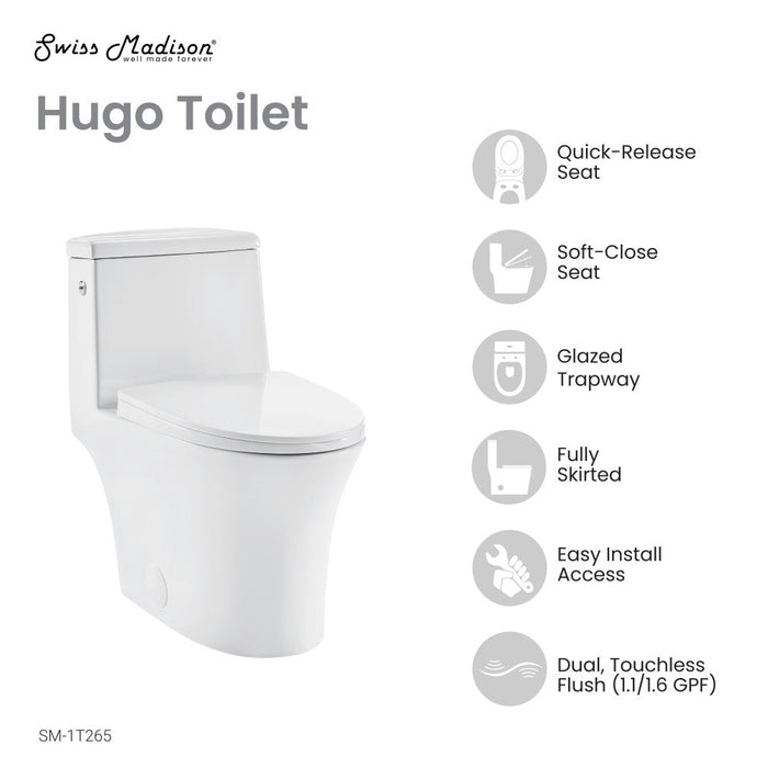 Swiss Madison Hugo One-Piece Elongated Toilet Dual-Flush 1.1/1.6 gpf, Touchless - SM-1T265