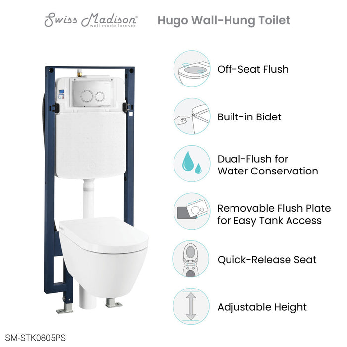 Swiss Madison Hugo Smart Wall-Hung Toilet with Bidet Bundle (SM-ST080, SM-WCB02) - SM-STK0805PS