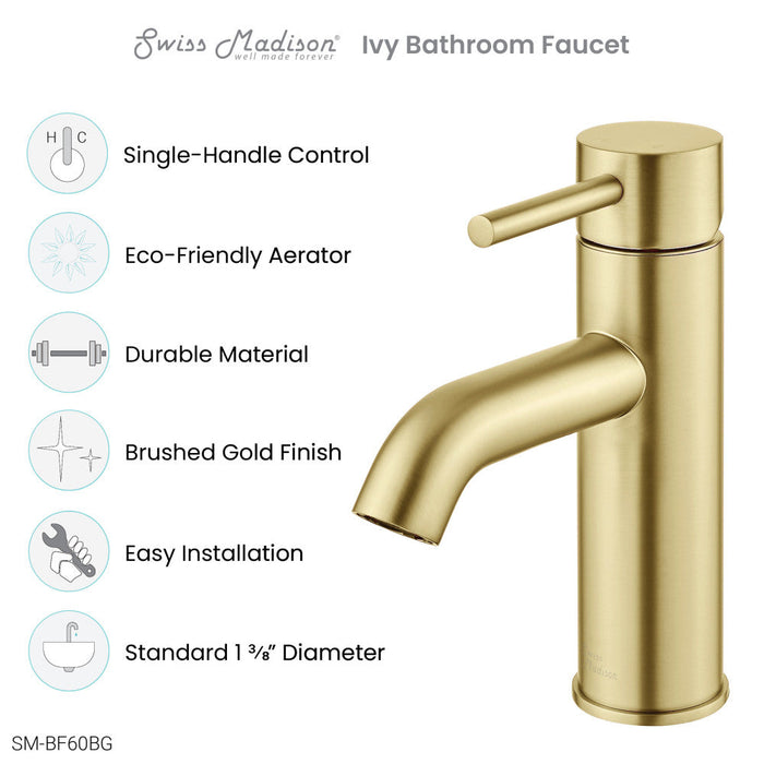 Swiss Madison Ivy Single Hole, Single-Handle, Bathroom Faucet in Brushed Gold - SM-BF60BG